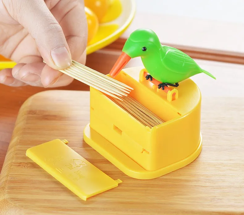 Automatic Press Toothpick Dispenser Small Bird Toothpick Container