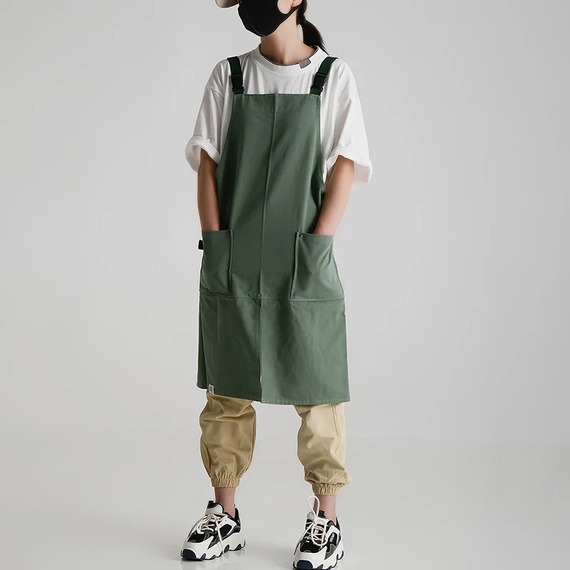 Florist Restaurant Canvas Apron Waterproof Coverall Work Clothes Bib Cotton Kitchen Printed logo Apron