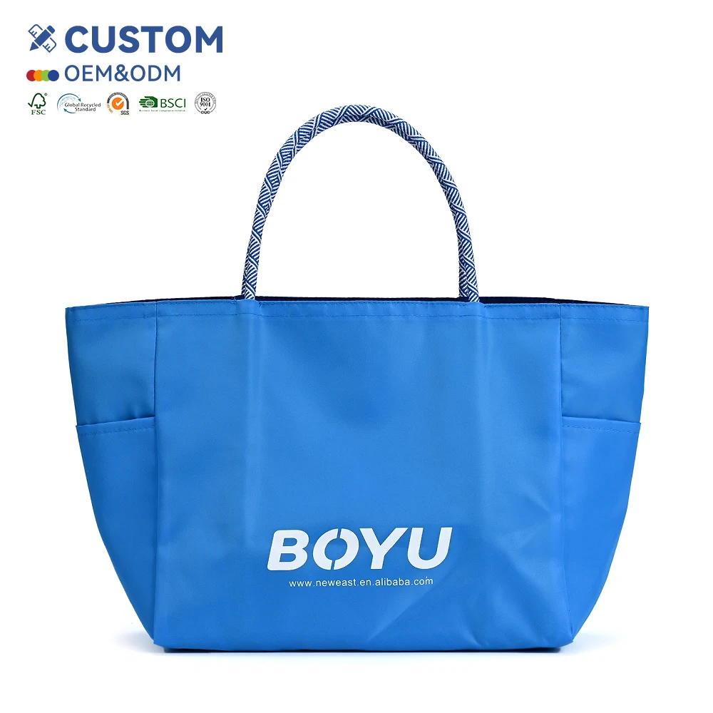Custom Logo Printed Polyester Cloth Shopping Bag Sublimation Tote Bag Blank Canvas Pouch Bag for Promotion