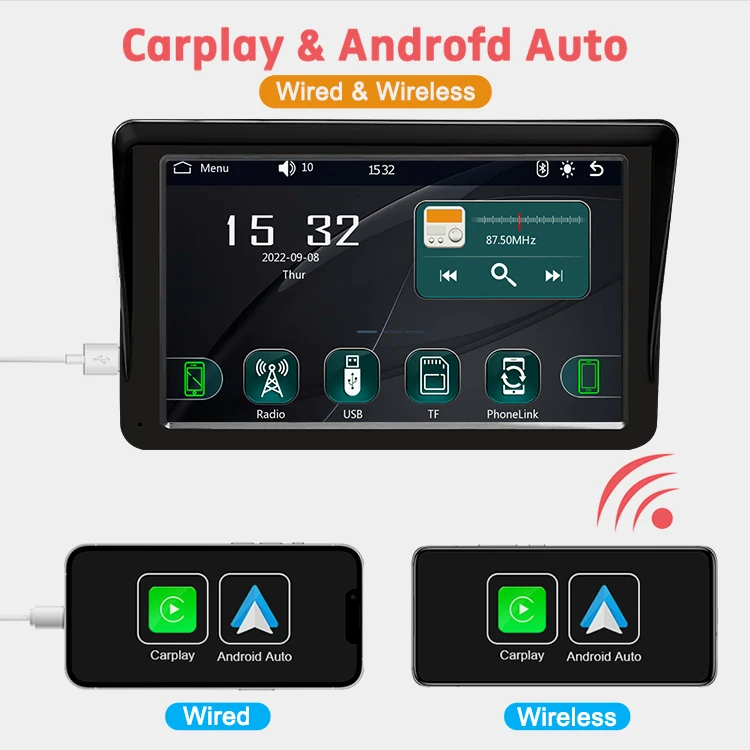 7inch Portable Carplay Navigation Display Touch Screen Wireless Carplay