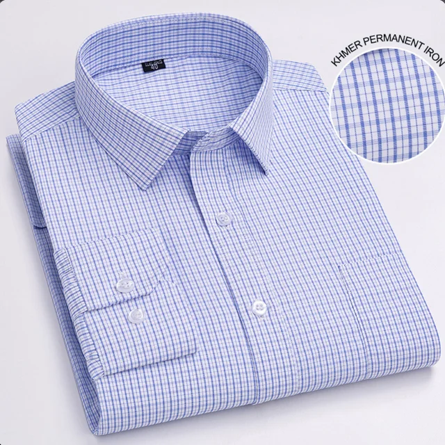 2024 Spring and summer custom shirts Men  CVC small plaid and striped luxury dress formal button down collar mens shirts