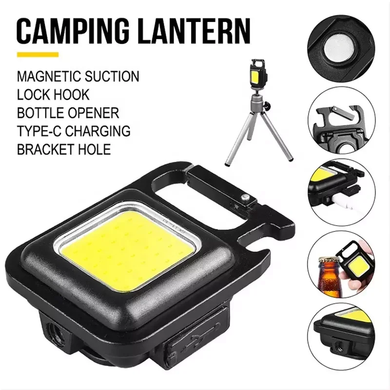 Mini Keychain Lights COB Keychain Work Light Key Chain Flashlights Led Mini USB Rechargeable Light