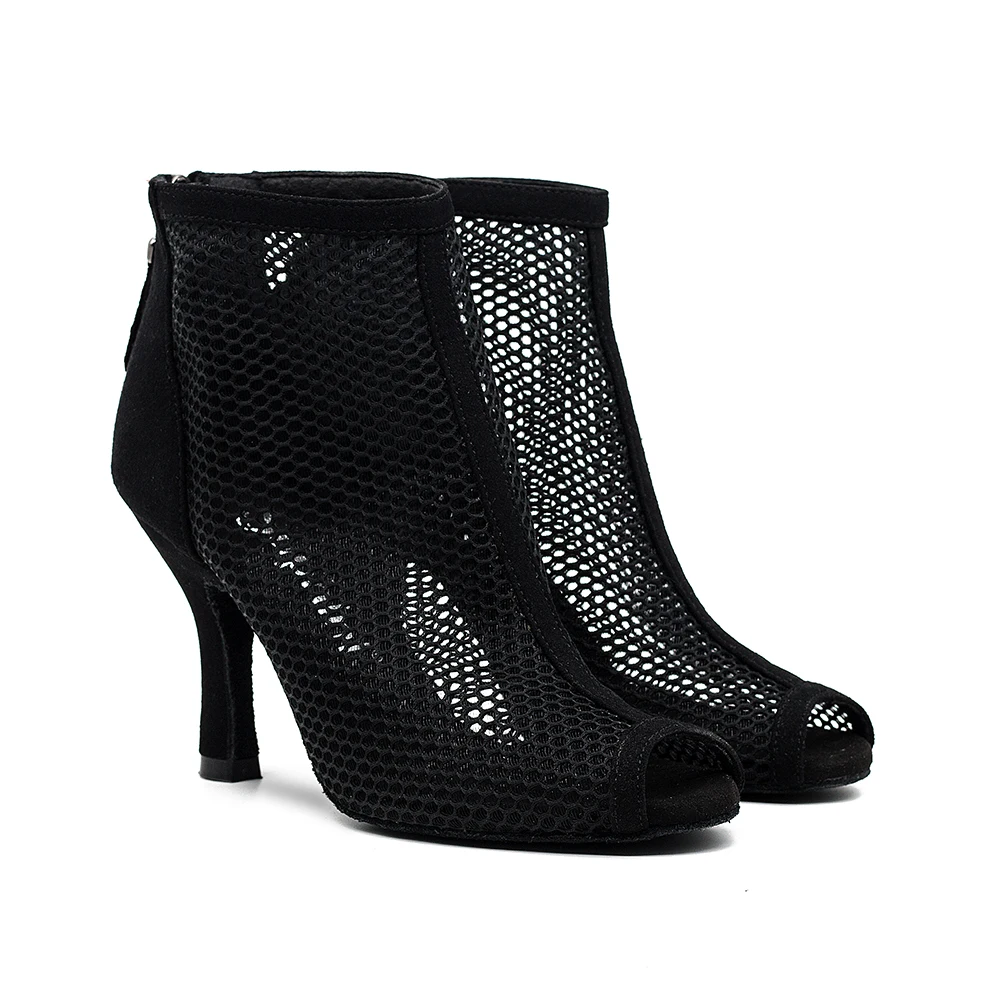 Потрясающие черного цвета женская обувь из сетчатого материала; Бачаты Сальса обувь на высоком каблуке занятий для латинских танцев, туфли на высоком каблуке для танцев; Бесплатная доставка;