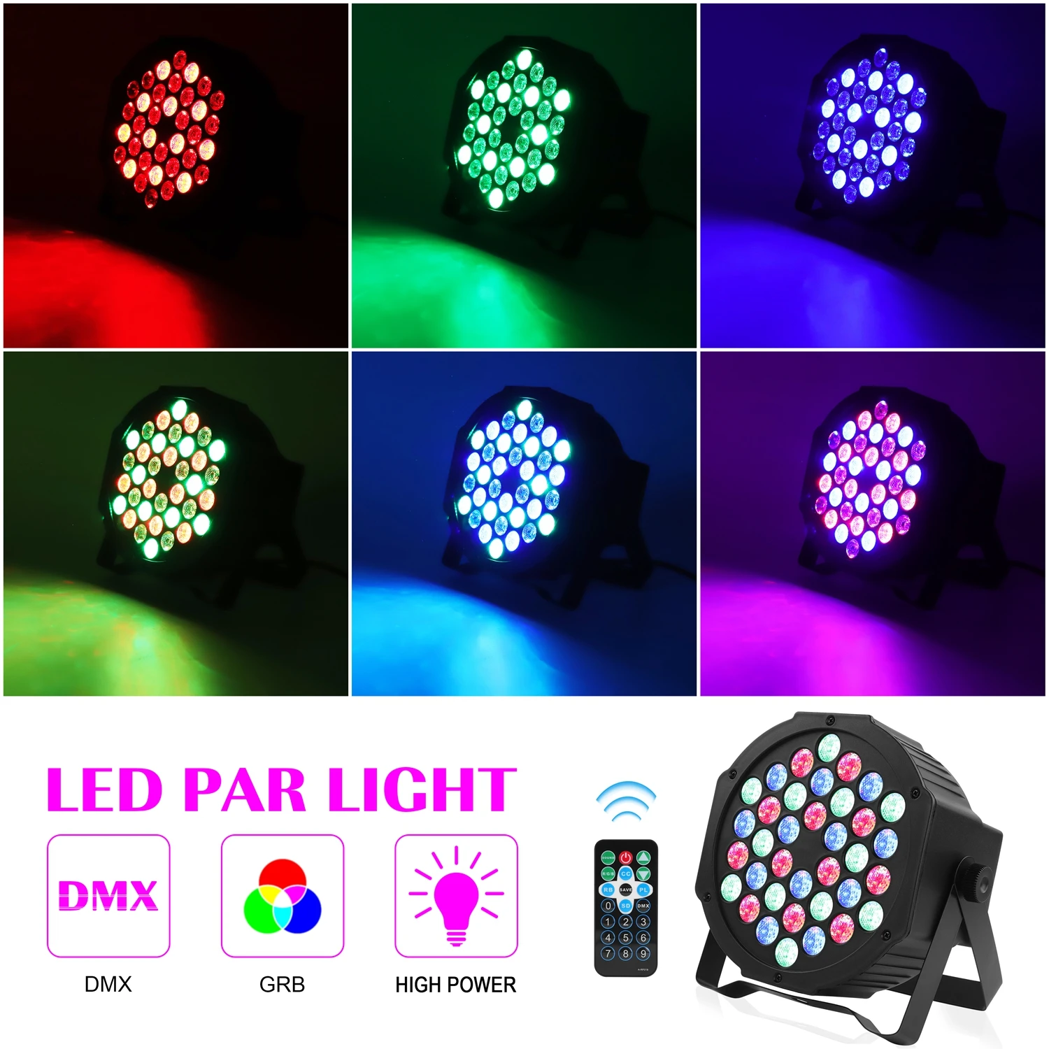 U'King PARライト36LED RGB LEDDMXワイヤレスリモート