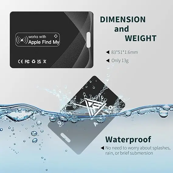 RFID Blocking Card for Travel - Bluetooth Find My Asset Tags and Labels NFC Signal Blocker & Wireless Charger