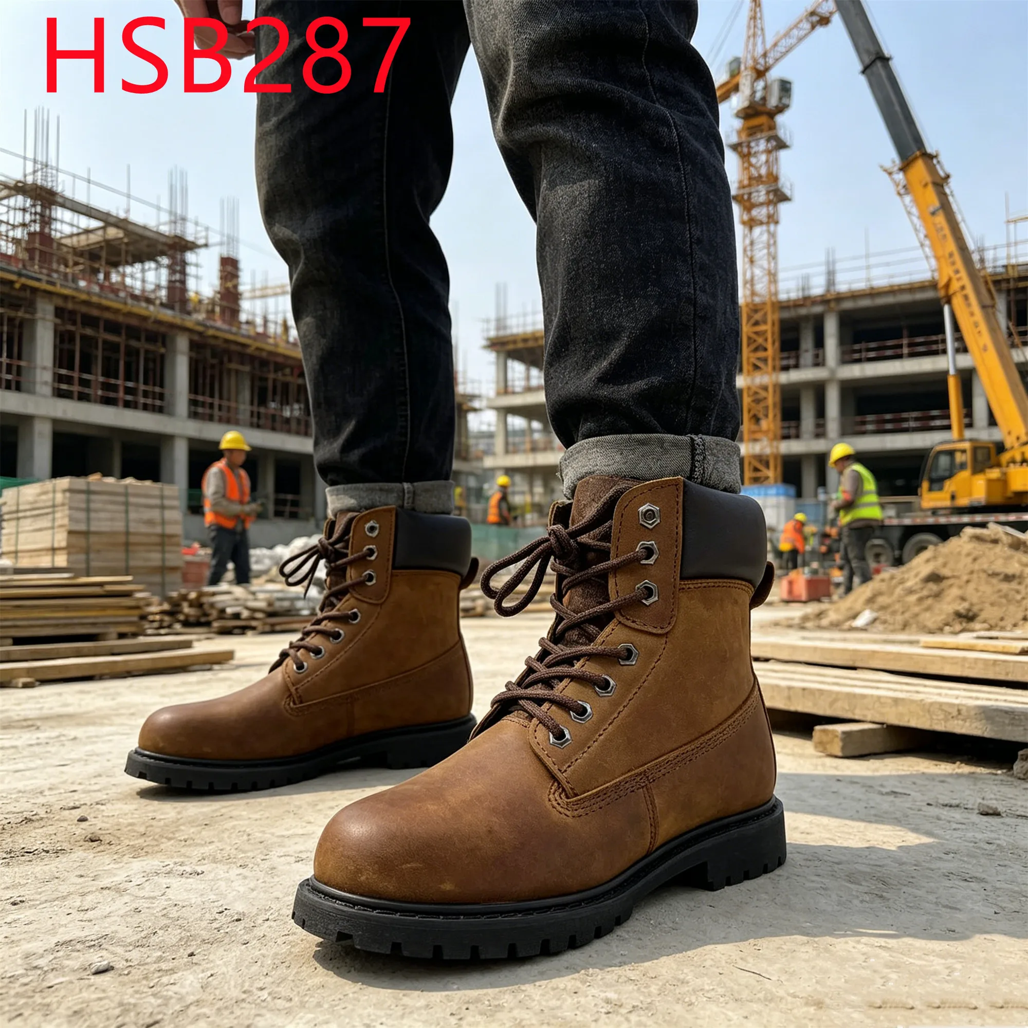 YYR,Port Operations Best Crazy Horse Leather Work Boots Popular in Estonia Heavy Industry Anti-hit&puncture Safety Shoes HSB287