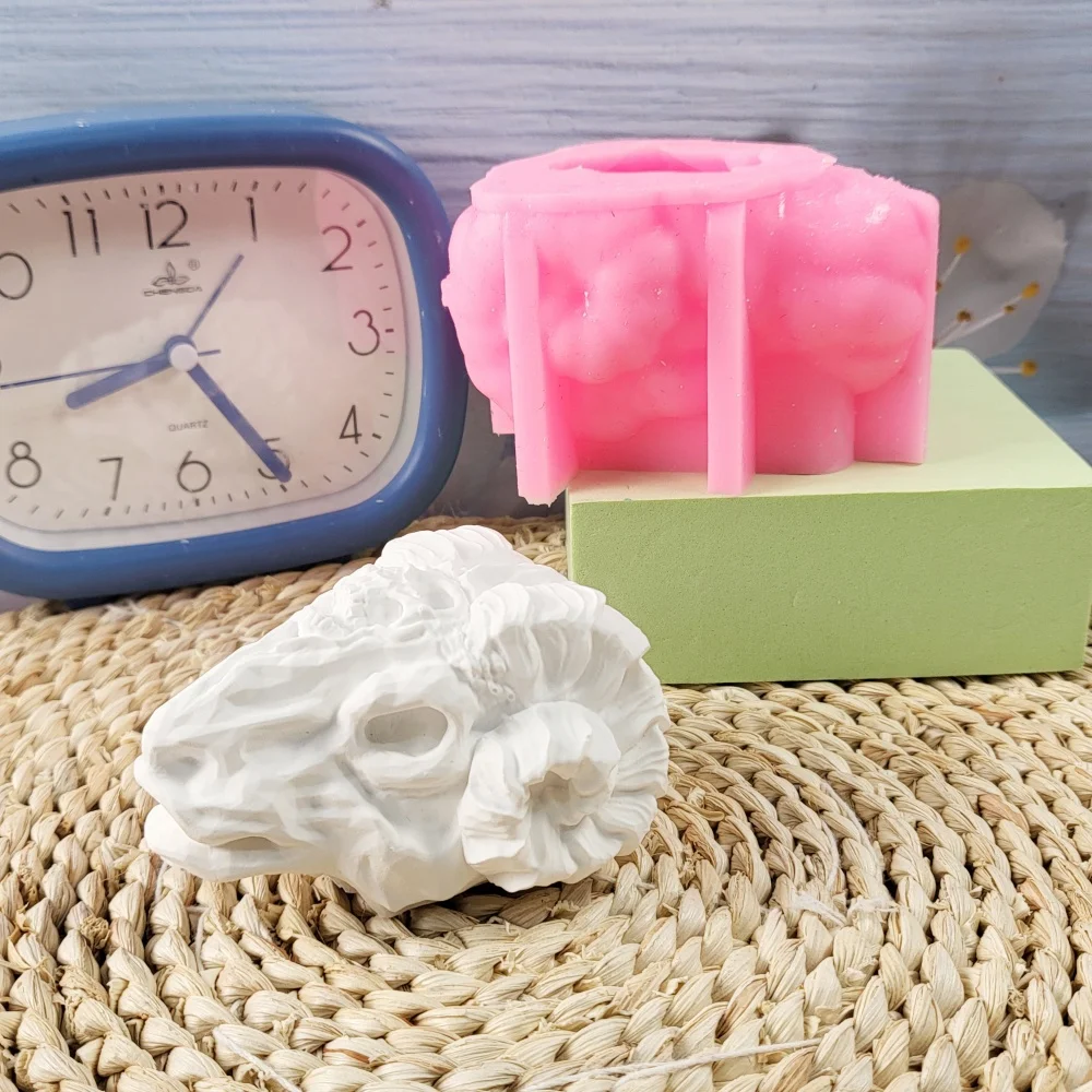 Handmade Resin Casting Molds for DIY Ins Style Decorative Ornaments Silicone Skeleton Sheep Head Molds W0408 Cake Tools