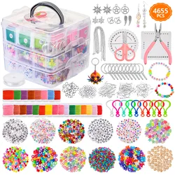 Hobbyworker 3-Layer 4655pcs Beads Charms Findings Beading Wire Jewelry Making Kit For Jewelry Supplies