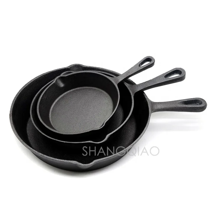 6 8 10 Inch Pre-Seasoned Cast Iron Skillet Outdoor Skillet Pan 3PCS Cast  Iron Frying Pans Set - China Cast Iron Cookware and Cast Iron Casserole  price