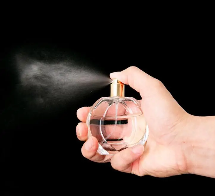 SGS Round Transparent Perfume Bottle 50ml 60ml Glass Cologne Bottles
