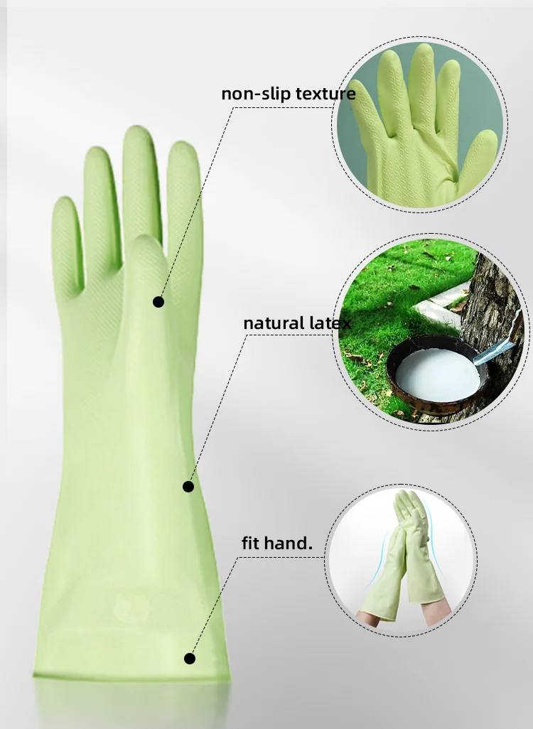 Household Latex Hand Gloves Kitchen Waterproof Dishwashing Cleaning