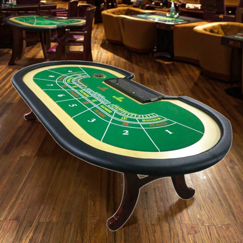 Luxury Green Baccarat Poker Table - Durable Eco-Friendly Design