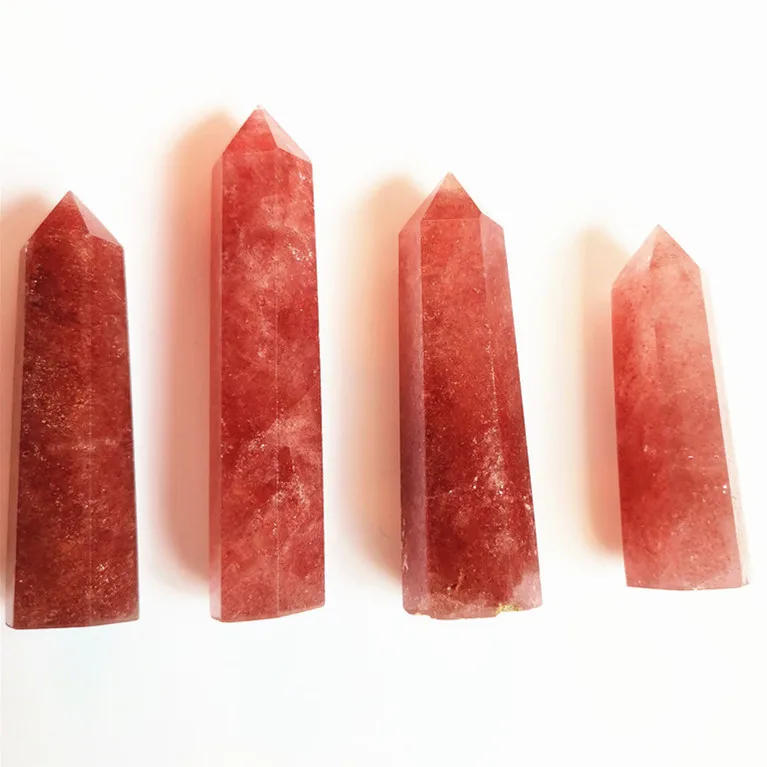 10x Natural red agate obelisk quartz crystal wand double point healing reiki