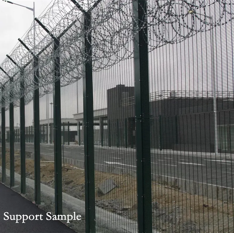 Hot Dip Galvanized 358 Security Mesh High Density Fence With razor Wire Security Fencing