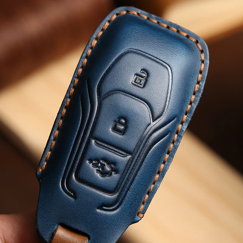 Couverture Clé Voiture TPU 3 Boutons Bleu - Compatible Ford Focus Fiesta C-Max S-Max Kuga Mondeo MK