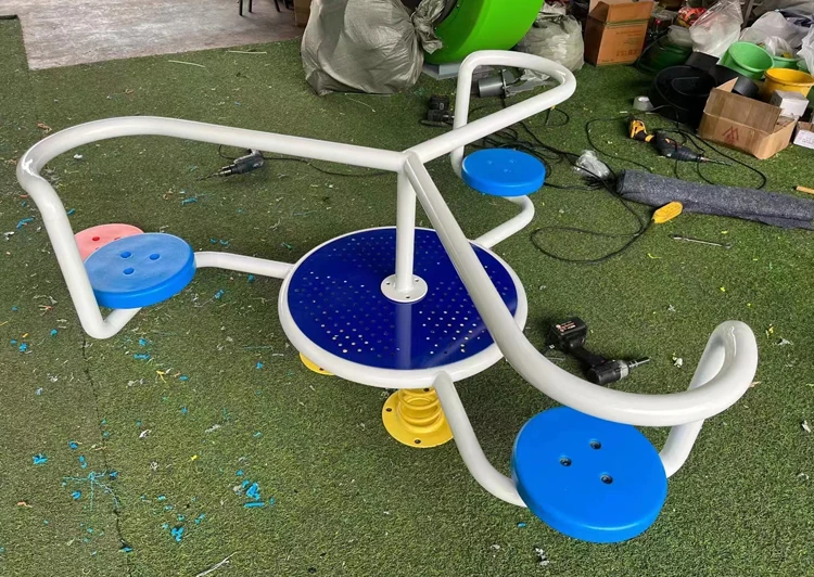 High-quality children's spring seesaw with safety guards, designed for outdoor playground equipment.