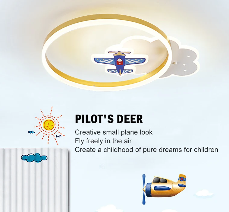 Airplane cloud ceiling lamp eye protection modern minimalist creative cartoon boy bedroom room light