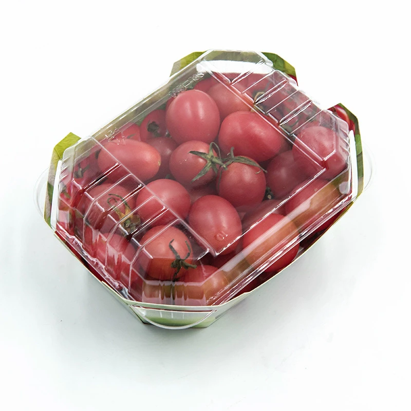 250g Disposable Cardboard Tray Fruit Packaging With Pet Lid Cherry