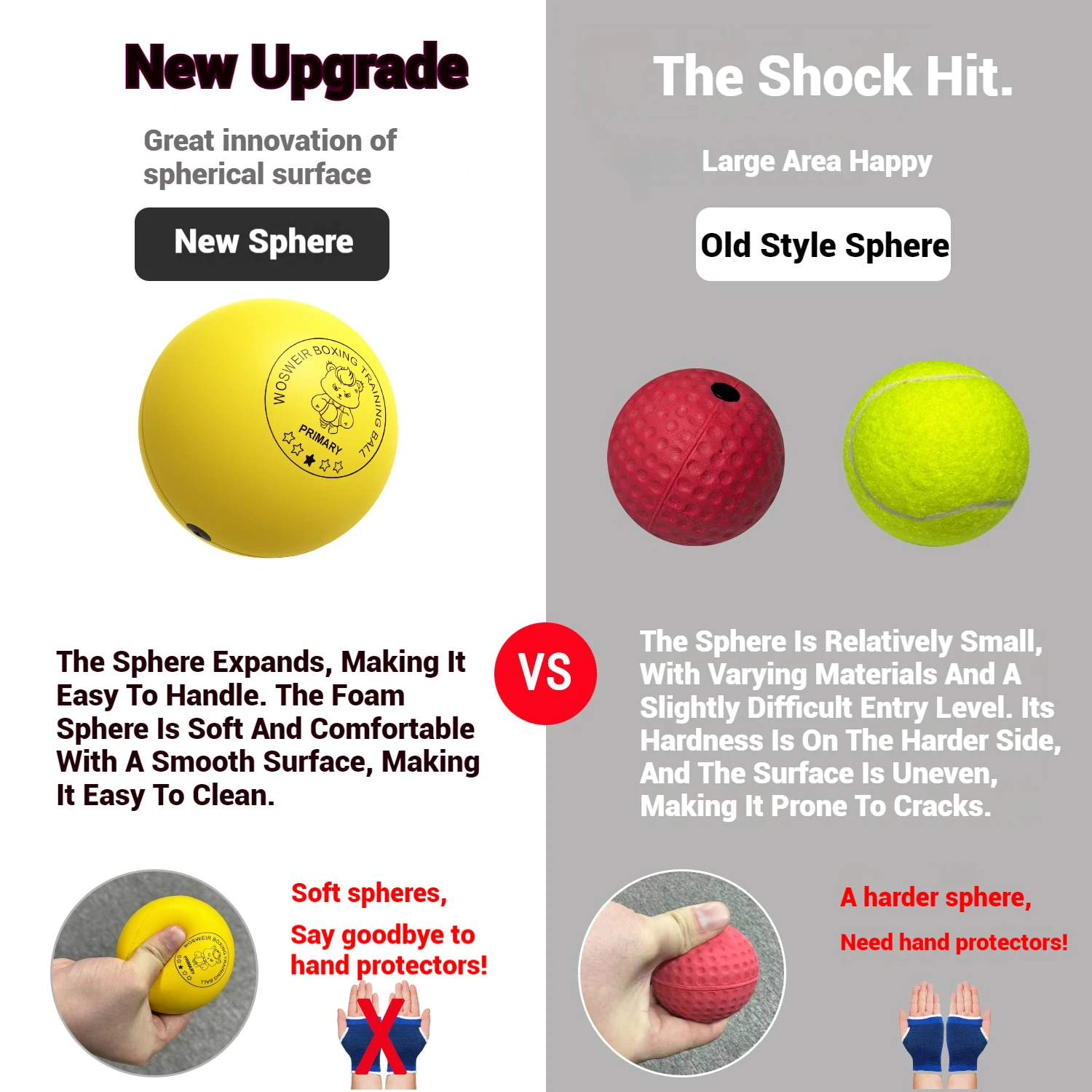 WOSWEIR-儿童之家训练速度球头戴式魔术反应冲孔光滑PU泡沫减压工具速度球