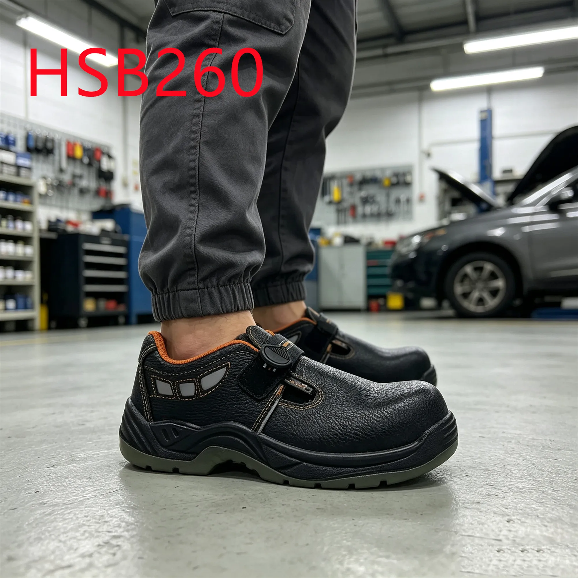 HY,Power Generation Anti-acid&alkali Sole Hua Singh Safety Shoes Factory Price Embossed Leather Steel Toe Work slippers HSB260
