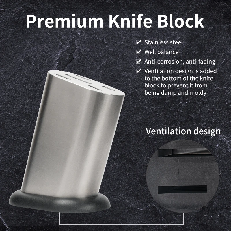 Support OEM/ODM 6 Piece Chef Knife Stainless Steel Professional Kitchen Knife Set with Knife Block