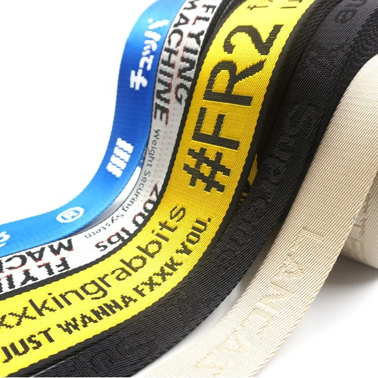 Custom Jacquard 3D Logo Embossed Logo Webbing Strap Polyester Webbing Tape for Garment