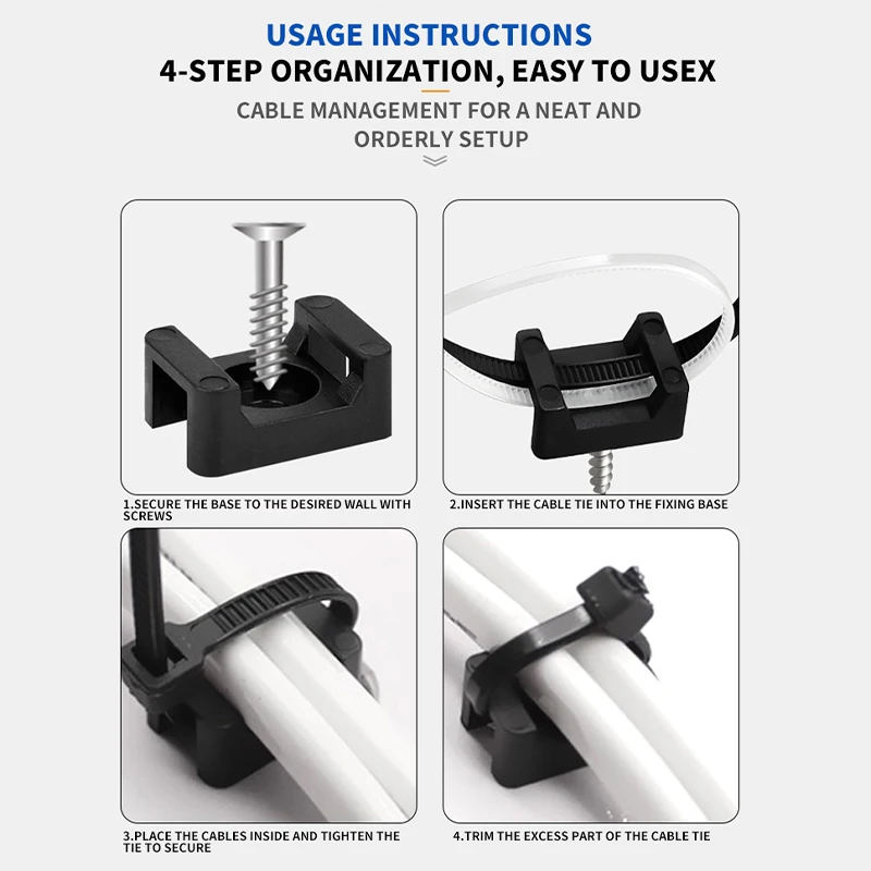 with Screw HC-01 Nylon66 Saddle Type Releasable 100mm Cable Clip Mounts