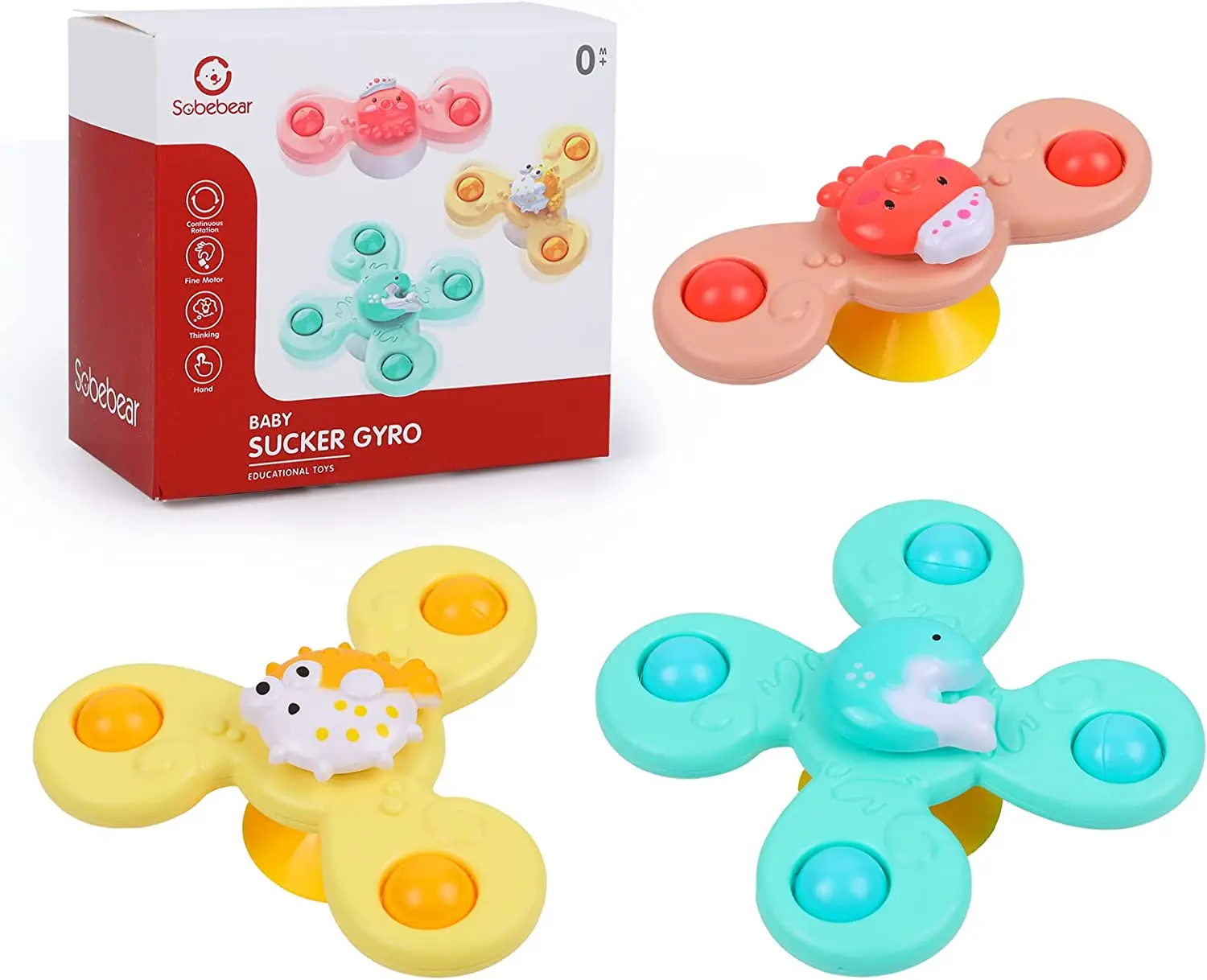 Ventosa Spinner Toys para bebés, bebé Fidget Spinner Succión, juguetes  giratorios de ventana para niños pequeños 1-3
