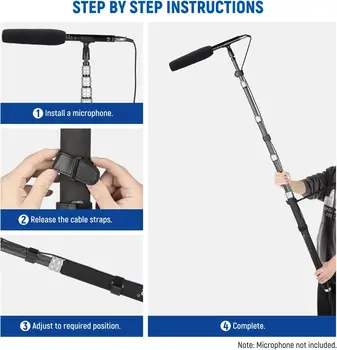 NEEWER Upgraded 300cm Telescopic Carbon Fiber Mic Microphone Boom Arm with 5 Sections detail image