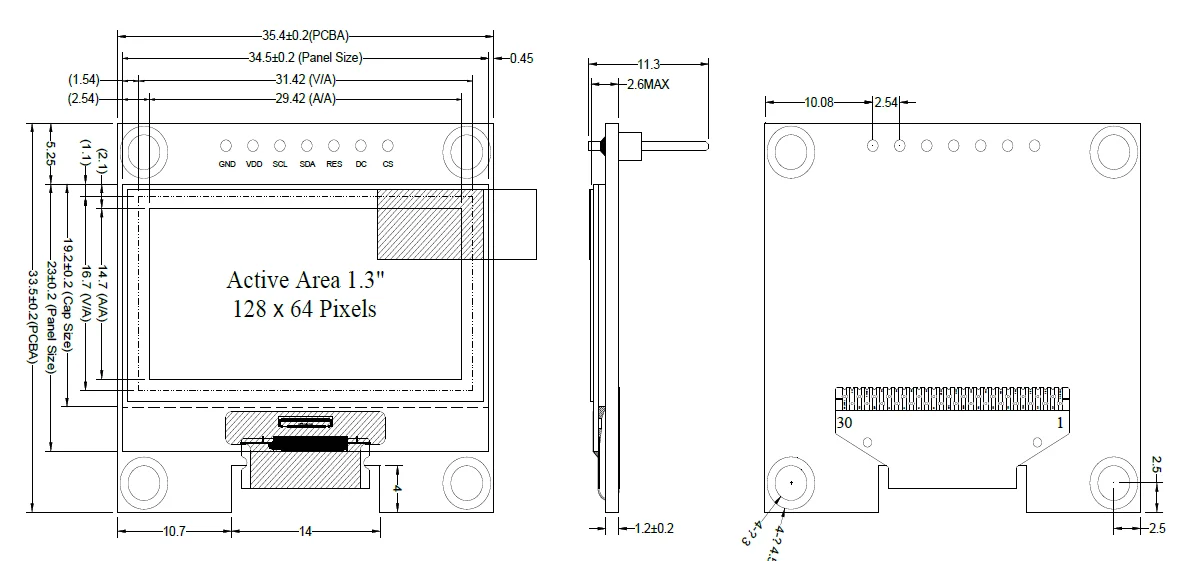 1.3inch 128x64 Oled Display Module With Pcb 7pin Spi Oled Module - Buy ...