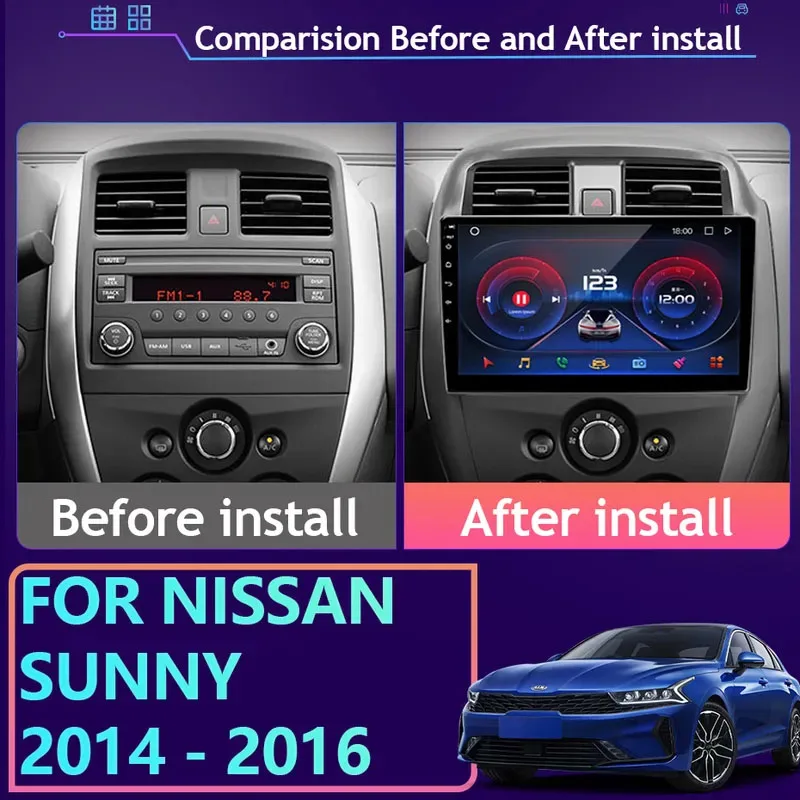 Android12 Headunit Car Player for Nissan Almera Sunny Versa 2014-2018 Stereo Carplay IPS Youtube BT SWC WiFi FM GPS Radio