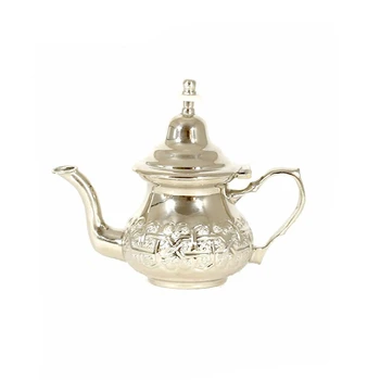 Brass Silver Matt Plated Finishing Moroccan Teapot Unique Teapot wholesale silver copper handcrafts Metal Teapot Metal Enamel