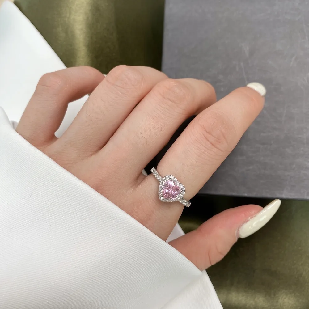 KAKODIY wedding engagement heart shaped Cubic Zirconia ring rhodium plated sterling silver 8A zircon romantic ring detail 1