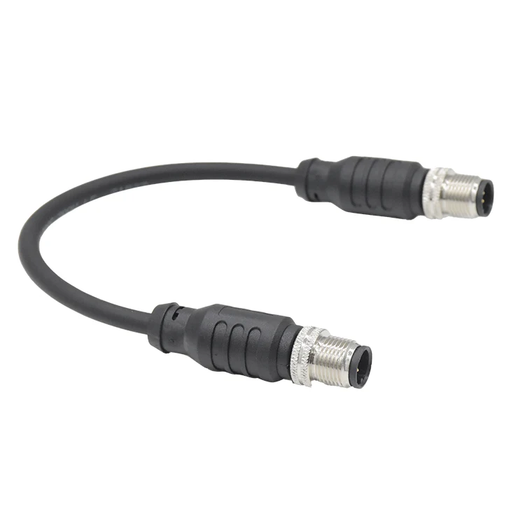 Electrical Wires Industrial Waterproof Connector M12 a Code Circular 6 Pin Male Plug to 8 Pin Male Plug Double Head Cable