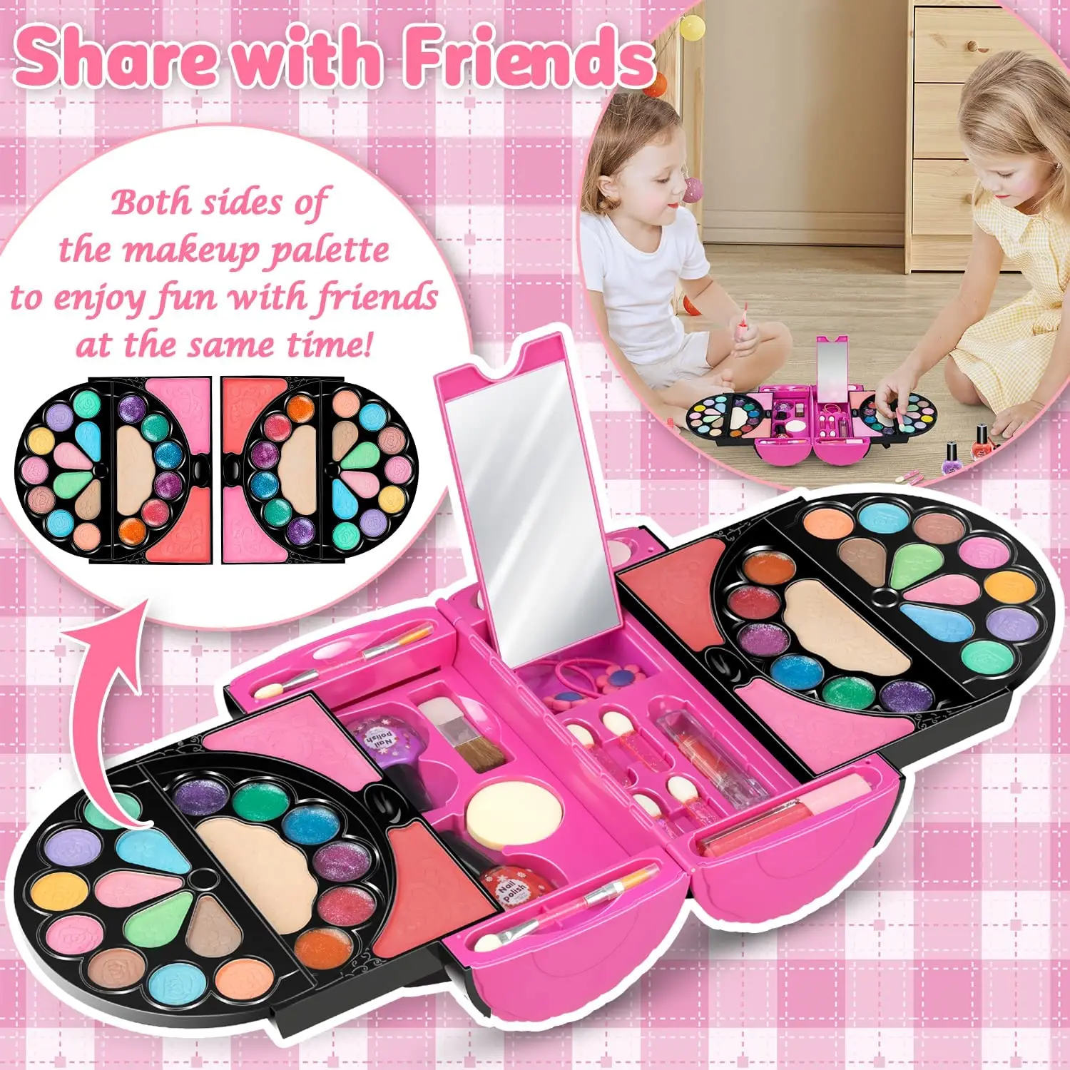 Huiye Kids Makeup Kit For Girl Washable Toddler Makeup Kit Girl Toys