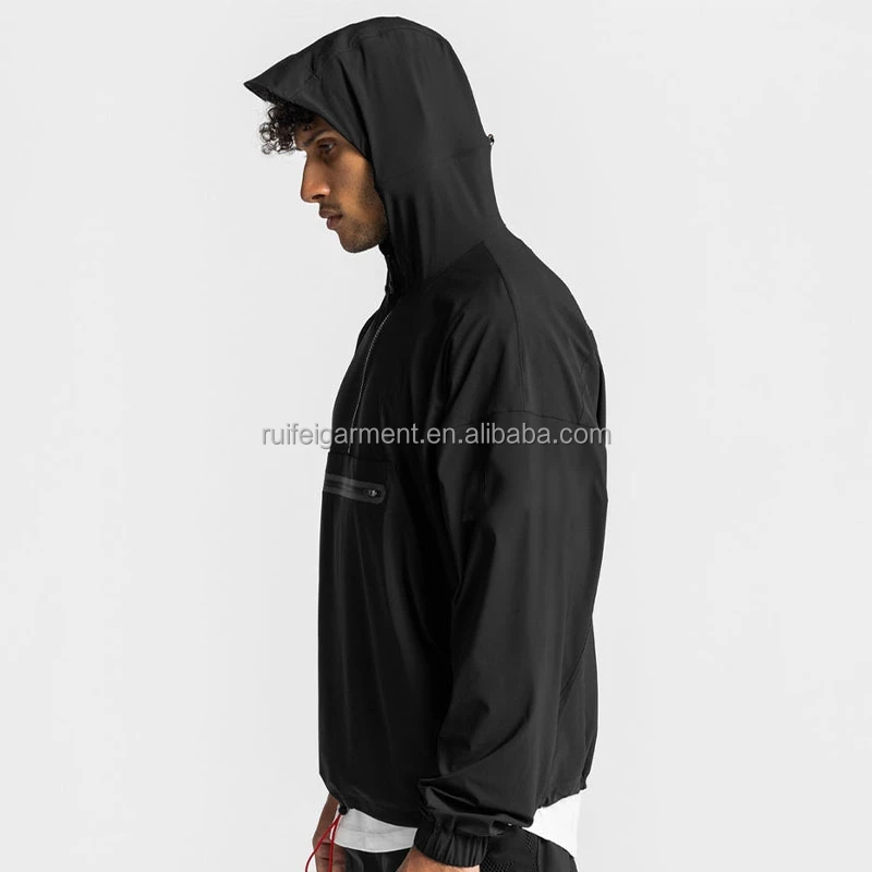 Men's Mission Custom Half-Zip Windbreaker Pullover Solid / Pro-Tech / Elastic Cuffs