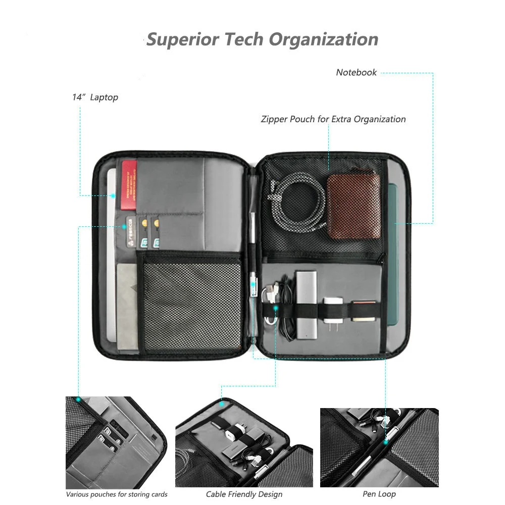 Waterproof Shockproof Lightweight Modern 11-12 Inches Business Laptop Bag Customizable Portable Polyester Large Capacity Fully