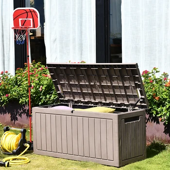 Outdoor Waterproof 285l 76gal Plastic Resin Wood Texture Bench Storage   H952a4ab51e3d473da6558aed703fd489J  350x350 