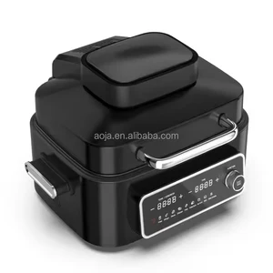 6L Electric Grill & Air Fryer with Digital Control Modern Design 2001-2500W Dual Heating Window Slow Cooker Household Use