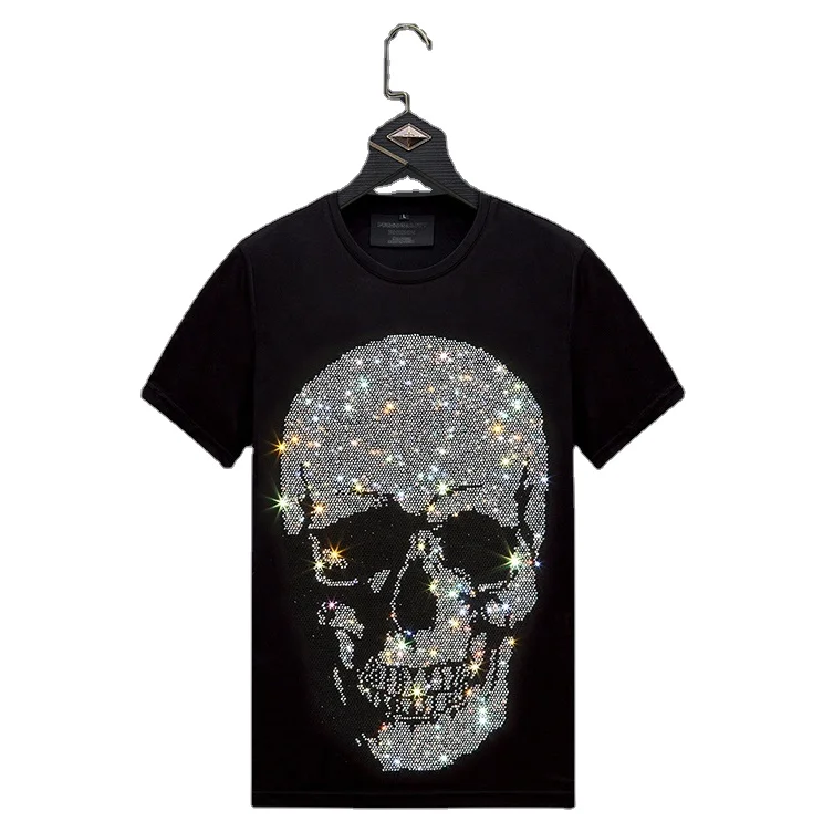 GRANCY】Skull Rhinestone Design T-shirt（Bling Skull Shirts