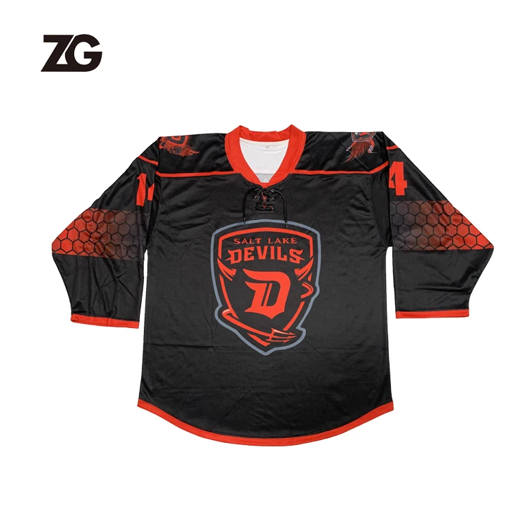 Wholesale Custom Sublimation Red And Blue Hockey Jersey Men Goalie