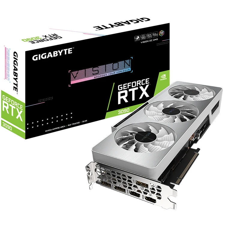 Gigabyte GeForce RTX 3090 Vision OC 24G  การ์ดกราฟิกสำหรับเล่นเกมที่ใช้ร่วมกับหน่วยความจำขนาด24GB GDDR6X 384-bit