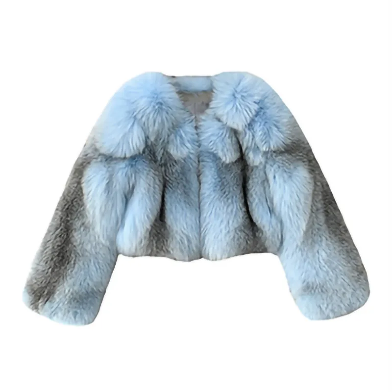 Charming Women Winter Real Fox Fur Coats Short Jacket Length Long Sleeve  Fur Coat