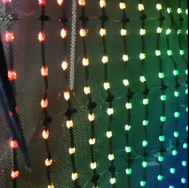 Flexible Transparent Curtain LED Mesh Display Grid Screen Advertising Building Background Wall Led Magic Carpet Banner