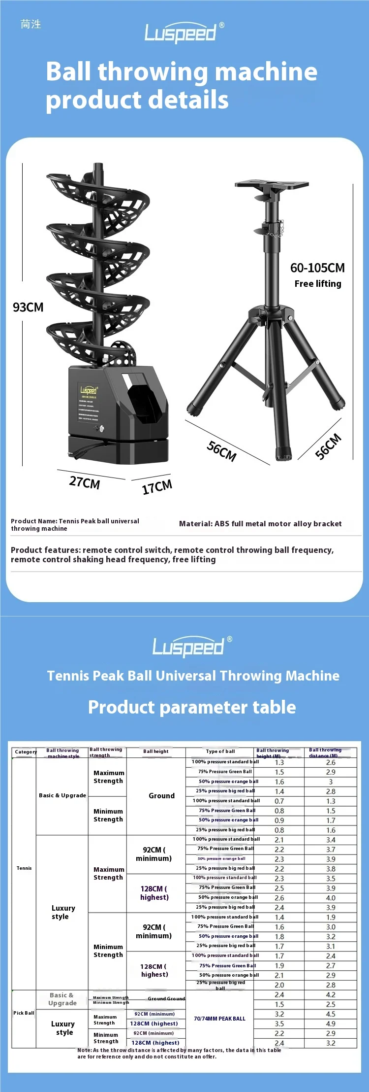product professional portable ball throwing machine remote control self service pickleball tennis training equipment made of steel-4