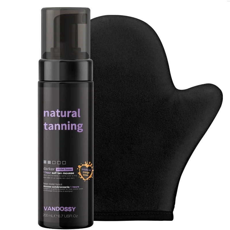 Private Label Darker Self Tanner Kit  Darker Self Tan Mousse with Self Tanning Mitt Applicator 1 Hour Sunless Fast Tanner