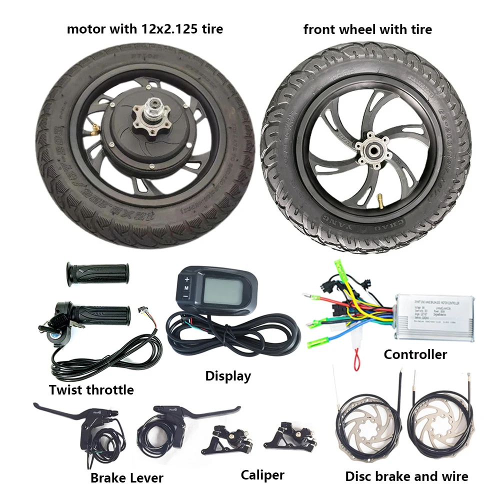12 Inch 24v 36v 48v 500w Gearless Brushless Hub Motor Electric Bicycle Conversion Kit Electric