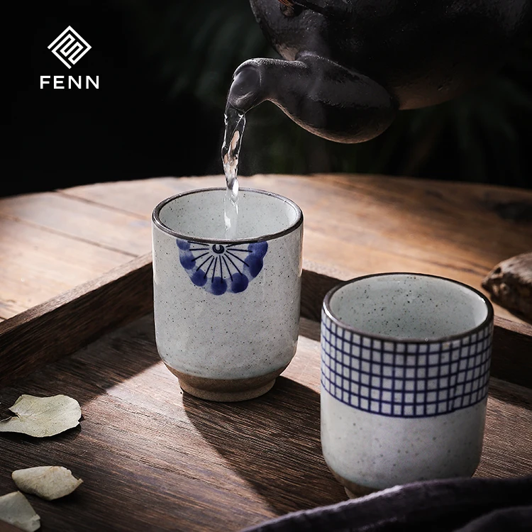 FENN Hot sale japanese style tea cups in bulk ceramic cup vintage reusable tea cups porcelain for gift or coffee shop