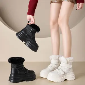 Thick soled 7CM snow boots for women in winter 2026 with plush short boots, anti slip, casual, warm cotton shoes