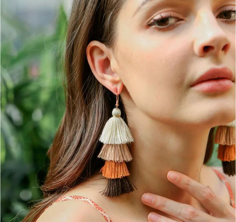 Indigo Tassel Earrings  Krafted with Happiness